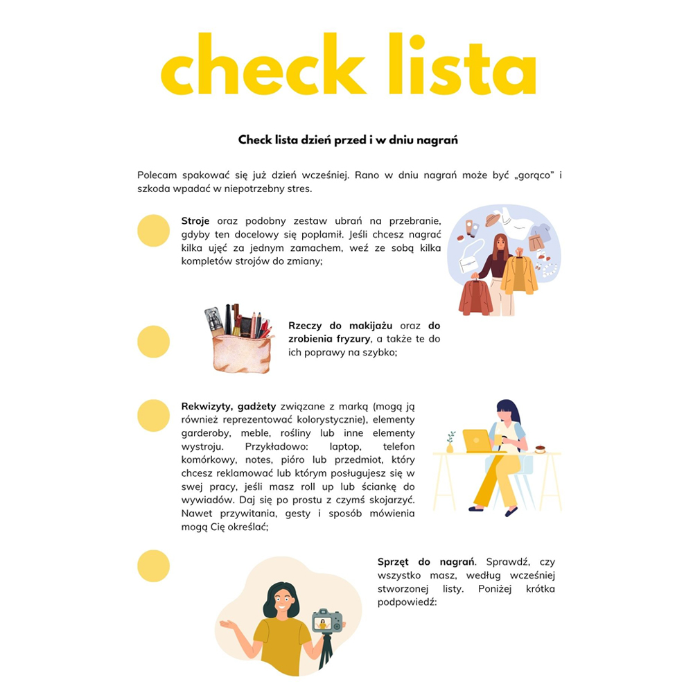 Mini check lista przed nagraniami video