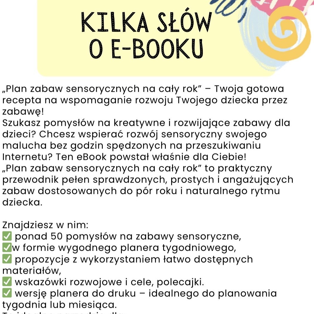 Plan Zabaw Sensorycznych na cały rok!