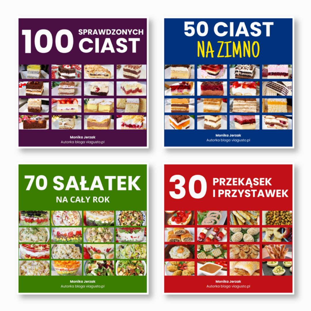 Pakiet: 30 przekąsek i przystawek + 70 sałatek na cały rok + 50 ciast na zimno + 100 przepisów na ciasta