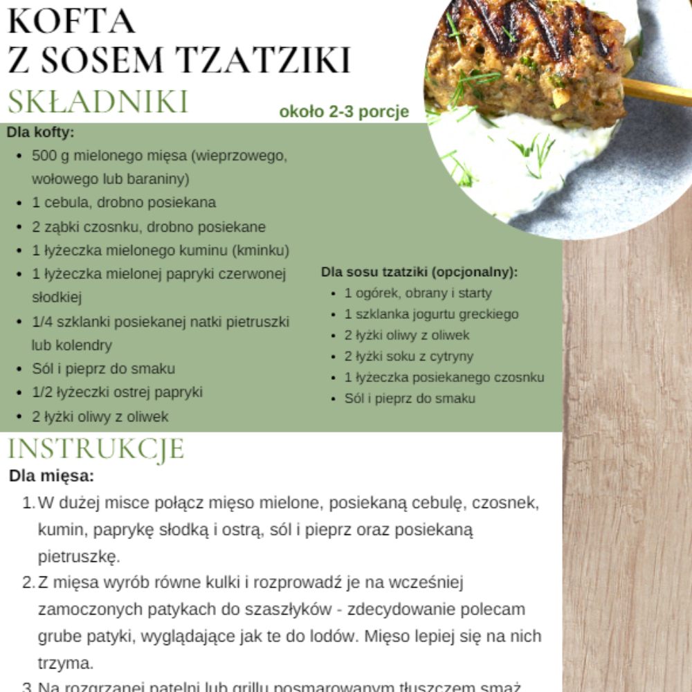 kofta z sosem tzatziki