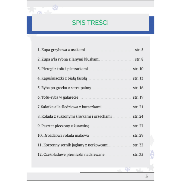spis treści "12 wegańskich przepisów"