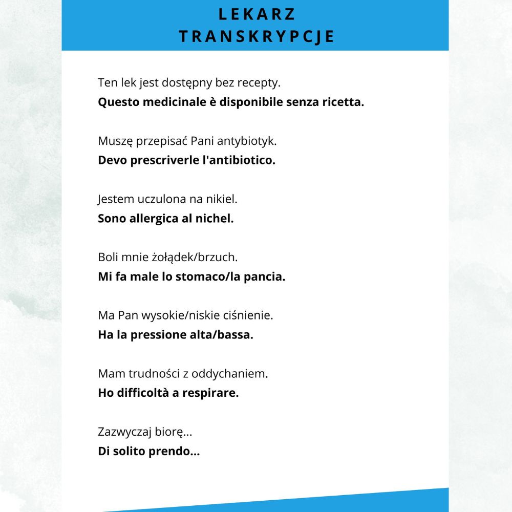 życie i zdrowie – włoskie słówka