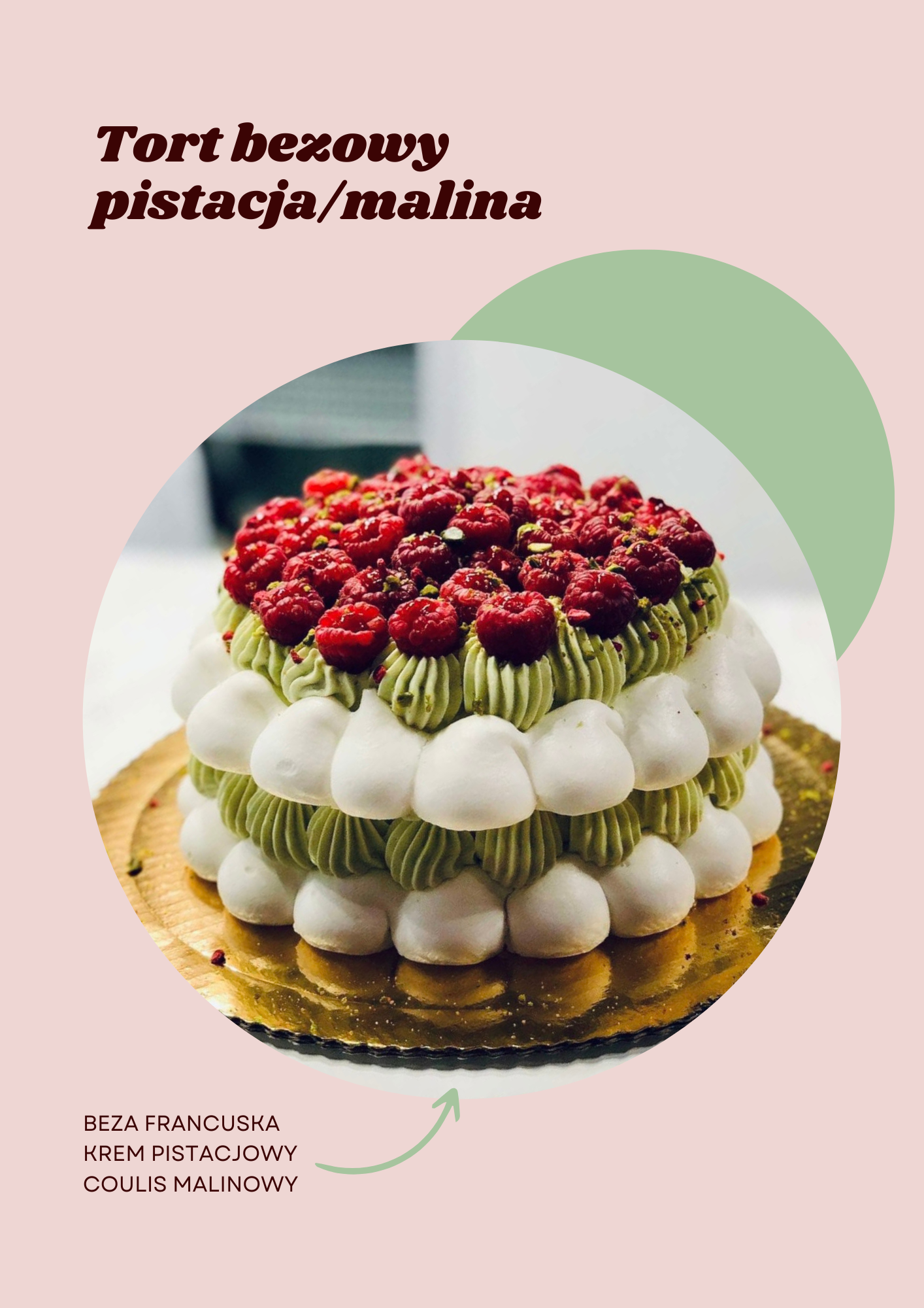 Tort bezowy pistacja_malina