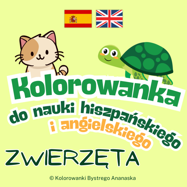 Kolorowanka do nauki hiszpańskiego i angielskiego. Zwierzęta