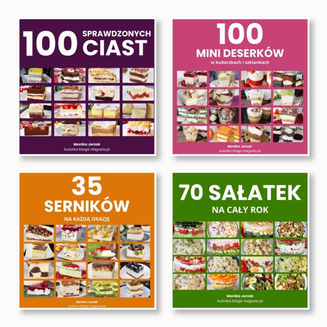 Pakiet: 70 sałatek na cały rok + 35 serników na każdą okazję + 100 przepisów na ciasta + 100 mini deserków